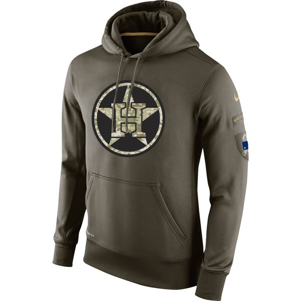 MLB Men Houston Astros Nike Olive Salute To Service KO Performance Hoodie Green->san diego padres->MLB Jersey